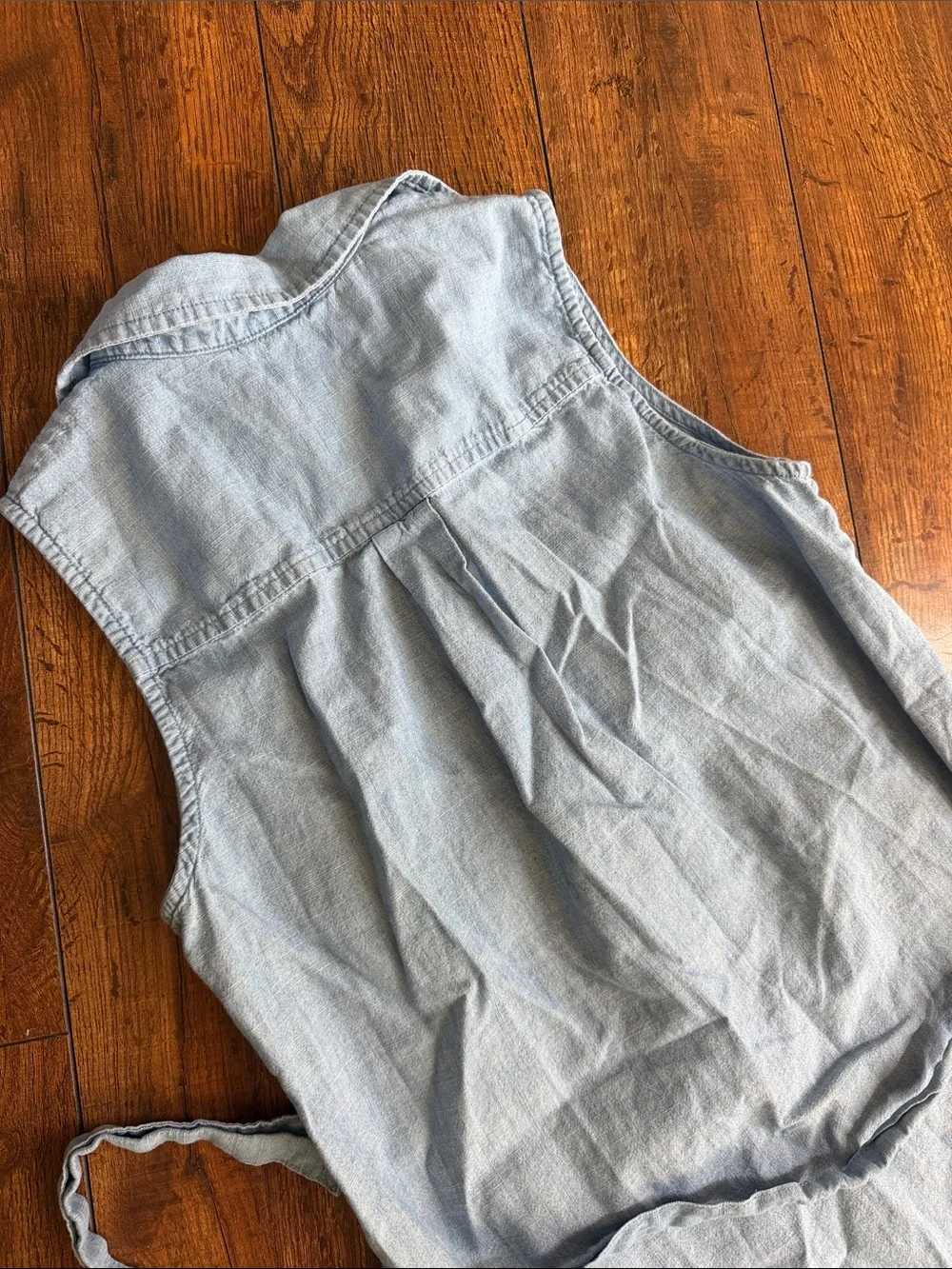 J. Crew Light Blue Sleeveless Chambray Button-Front Shirt Dress